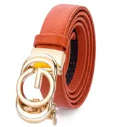 New Trend 2022 Women Belts Brand Designer Luxury belt for women High Quality Cowhide Leather Belt Female Automatic Buckle luxuri orange 100cm
