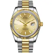Mens Luxury Quartz Watch Analog Calendar Display Sapphire Crystal with Stainl...