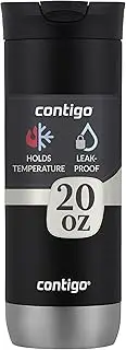 [Contigo] Huron Snapseal Travel Mug, Stainless Steel Insulated Thermal Mug, Vacuum Flask, Leakproof Tumbler, Coffee Mug, Easy-Clean Lid, Licorice, 473 ml Capacity