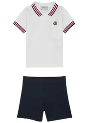Moncler Kids Piqué Stretch-cotton Polo Shirt and Shorts set - White Other - 18 Months 18 months