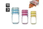 Vivva Mason Jar Style Pack Food Washable Storage Bags PE Reusable Bag Stand Pouch (Mason Jar Style 10pcs)