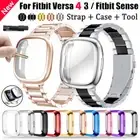 For Fitbit Versa 4 3 Sense Staineless Steel Band Strap + TPU Case Cover Bracelet