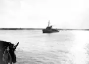 Patrol boat brought representatives press observers island Heligol- 1952 Photo