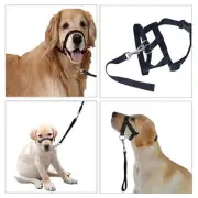 L Dog Mouth Muzzle With Towing Rope Adjustable Dog Head Collar Halter