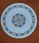 24" white round marble table top coffee inlay lapis antique home decor c5