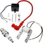 Vuzmode High Performance 2-Wire Magneto Coil Kit with Ignition Coil Spark Plug Compatible, for 49cc 50cc 60cc 66cc 80cc 2-stroke Engines Motorized Bicycle Motor Bike ATV Quad Scooter Engine Ignition C