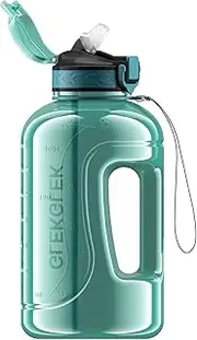 GLEKGLEK 2 Litre Water Bottle BPA Free, Large Drinks Bottle with Time Markings, Perfect for Gym, Office, Outdoors & Daily Use (Cyan)