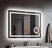 LUVODI Illuminated LED Bathroom Mirror: 900x700mm Wall Mounted Vanity Makeup Mirror with Light Sensor + Anti-Fog Demister 3X Magnifier Backlit + Front Lighted, Memory Function and 3 Lighting Mode