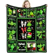 Christmas Grinch Blanket Flannel Throw 150*200cm Colorful Holiday Decor for Halloween,Thanksgiving,Christmas Decorations! For Sofa or Bed