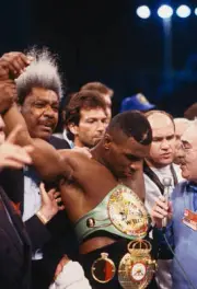 Mike Tyson Raises His Fists Next To His Manager Don King 1980 Boxing Photo