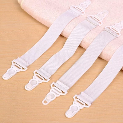 4Pcs White Bed Sheet Holder Straps Sheet Stays Keepers Bedsheet Holders Fastener