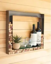 Rustic Metal Cork Holder Wall Bar Wine Shelf Rack Wall Mounted Bottle Display