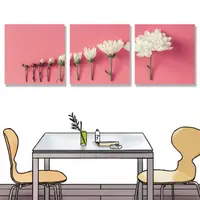 在飛比找momo購物網優惠-【24mama 掛畫】三聯式 油畫布 創意 粉紅 白色花卉 