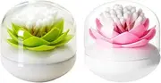 Dofover 2 Pack Creative Lotus Cotton Swab Holder Q-Tips Toothpicks Holder Table Decorate Cotton Bud Storage Box Organizer