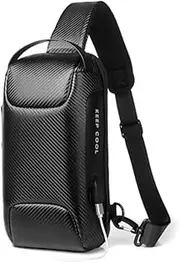 [Miners2000] Anti-Theft Sling Chest Bag Backpack Waterproof Crossbody Shoulder Bag Travel Casual Daypack with USB Charge Port, Style 3 -Minimalism Black, Sling Backpacks