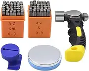 DkOvn Metal Stamping Kit, Complete Jewelry Making Stamping Tools with 74pcs (1/8”) 3mm Artistic Font Uppercase & Lowercase Letter and Number Punch, Metal Stamping Jig, Hammer and Steel Bench Block