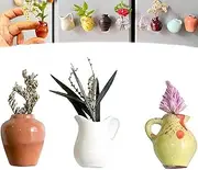 Mini Vase Magnets for Fridge, 8PCS Mini Ceramic Magnetic Vases for Refrigerator, Ceramic Flower Cute Plant Vase Fridge Magnets Kitchen (1#)