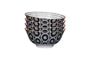 4x Mikasa Does it All Dining Tableware Glazed Bowl 15.7cm - Black Tile