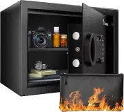 Bonsaii Safe Box with Fireproof Bag, Home 0.6 cu.ft. (Fireproof), black