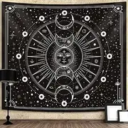 Hihealer Sun Moon Tapestry Wall Hanging Stars Space Psychedelic Black and White Tapestries Wall Tapestry for Bedroom Aesthetic Home Wall Dorm Decor