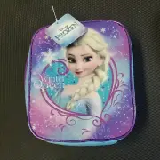 DISNEY FROZEN Insulated Lunch Bag Winter Queen Elsa Full Zip NWT Blue Purple ice