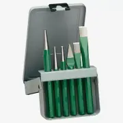Heyco Chisel and Punch Set in Hinged Metal Box, 6 Pieces