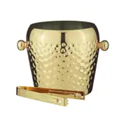 Spencer Hammered Stainless Steel 13cm Ice Bucket w/ Tongs - Gold