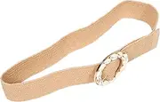 [BESPORTBLE] Style Woven Belt for Women Elastic Macrame Belt with Elegant Round Buckle and Fashionable Shell Accents for and Concert Outfits