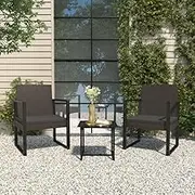 Garden Chair Garden Armchair with Cushion Black Poly Rattan Patio Seating
