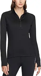 [TSLA] Women's 1/2 Zip Thermal Pullover Shirts, Lightweight Slim Fit Athletic Fleece Lining Winter Running Sweatshirt