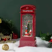 11” Christmas Telephone Booth Snow Globe Lantern Lighted Box Night Light Batt...