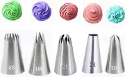 5Pcs Large Piping Tips Stainless Steel, Piping Tips Piping Nozzles Cake Piping I