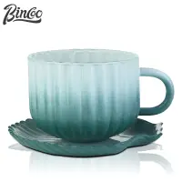在飛比找蝦皮商城優惠-BINCOO 咖啡杯碟套裝 ins風設計感貝殼杯小眾喝水杯 