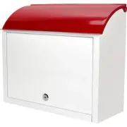 Barska Wall Mount Mailbox 13" x 15" Locking Steel Outdoor Red/White W/ Keys