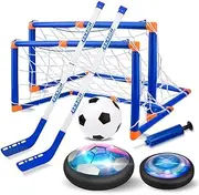 OSTOYS Kid Toys Hover Hockey Soccer Ball Set with 3 Goals, Rechargeable Floating Air Soccer Ball with Led Light and Foam Bumper, Indoor Outdoor Sport Games Toys Gifts for Boys Girls