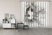 3D Sketch Beautiful Princess Girl NAO01 Photo Curtain Printing Fabric Window Fay