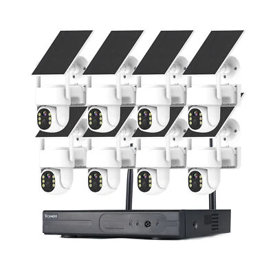 8CH Solar Batteries Wireless Home Security Camera System 4M Dome CCTV Villa Farm