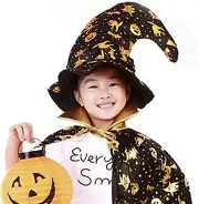 Witch Wizard Hat Magic Hat Halloween Party Accessories Black w/Gold Star Ca