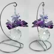 Purple Butterfly Suncatcher on stand, crystal suncatchers rainbow prism gift