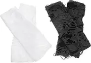[GLSTOY] 2 Pairs Women's Halloween Gothic Punk Gloves Fingerless Ripped Gloves for Costume Party Easy On-off Unique Gothic Style