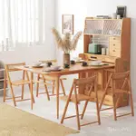 【熊貓傢具】日式餐邊櫃餐桌一體小戶型可伸縮藤編實木儲物多功能折疊餐椅組閤 桌子 餐桌 桌椅