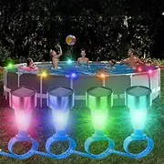 SPYONG Solar Pool Lights for Above Ground Pool Frame, 2025 Upgraded Super Bright RGB LED Pool Lights, Waterproof Swimming Pool Accessories Night Light for Trampoline, Outdoor Yard Decor(1 Pack)