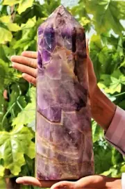 Huge 14.6" Superb Blue Amethyst Crystal Quartz Healing Decor Stone Obelisk Tower