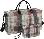 [ZRYSMY] Retro Plaid Pattern Duffel Bag for Traveling, Travel Bag Gym Bag, with Multiple Interior Pockets Shoulder Weekender Bag for Women Men with Toiletry Bag 20.5L x 1.9W x 13.8H, Multi-Colored, one