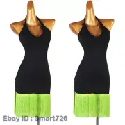 Latin Tango Fringes Cha Cha Samba Rumba Performance Ballroom Dance Dress