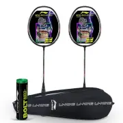 Li Ning Aluminum Badminton Racket Home Crew Combo 2 with 6 Nylon Shuttlecocks AU