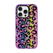 iPhone 16 Pro Impact Ring Stand Case MagSafe Compatible Neon Psychedelic Animal Print