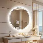 60/80cm LED Wall Round Mirror Anti-fog Smart Bathroom Mirrors Large Makeup Light