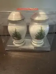New Christopher Radko Christmas Holiday Fir Tree White Salt & Pepper Shakers