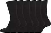 [biyya] 6 Pairs Boys Girls Kids Unisex Back to School Cotton Rich Plain Ankle School Socks 2-15 Years